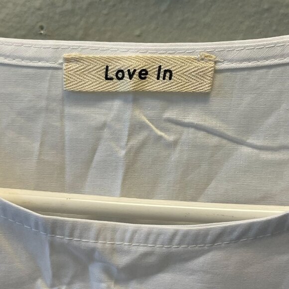 love in White Long-Sleeve Balloon Hem Dress summer dress pockets nwt - Picture 3 of 7